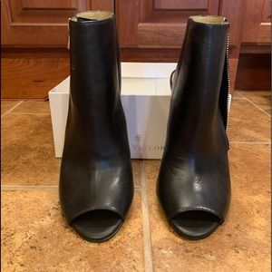 Ann Taylor NWT black leather peep toe boots